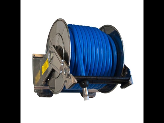 Alfotech's stainless hose reel AFT 6000-6001 AV is of high quality and comes with spring reel. Fits 3/8 ”, 1/2”, 3/4 ”& 1” hose (max 60m in length). Order here.
