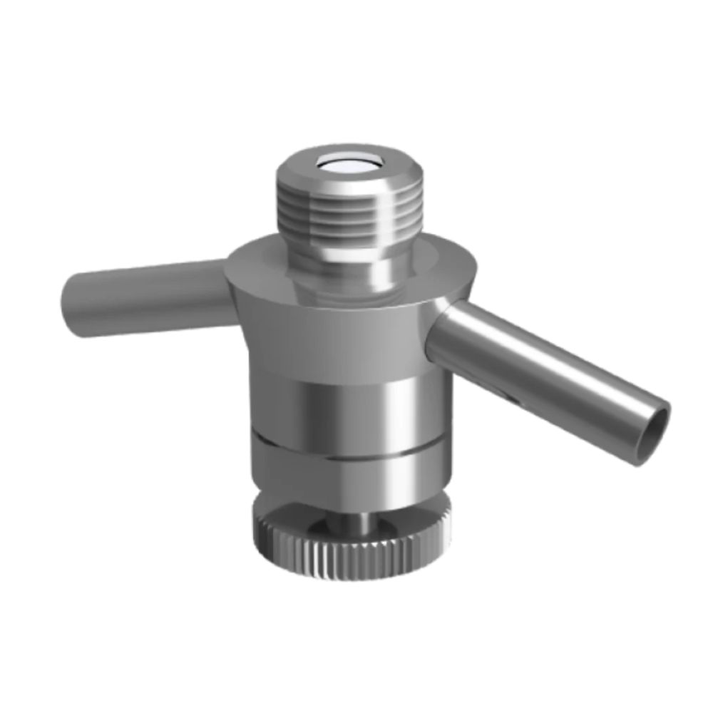 Sampling valve with rinsing connection, BSP nipple