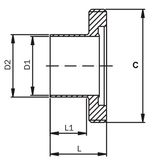 Weld on (male), DIN, 11864-1, series B