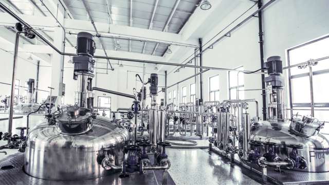 Storage tanks in the production hall
