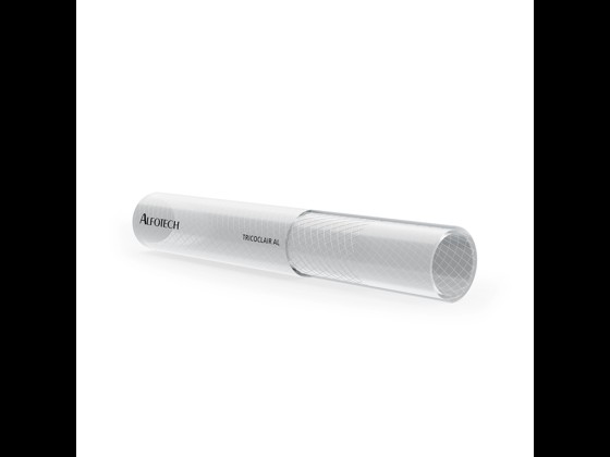 Food-grade Tricoclair AL PVC hose, ideal for transporting liquid foods and liquids with up to 50% alcohol. Order via webshop here!