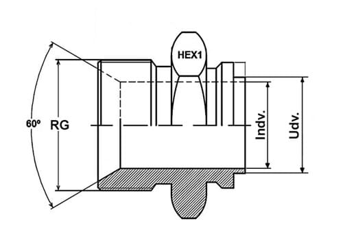 Welding fitting for metal bellow hoses, BSP nipple with 60° cone