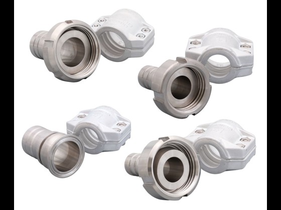 Our aluminium hose clamp with connection has a high quality and a low weight. Designed specifically for use in the food industry.