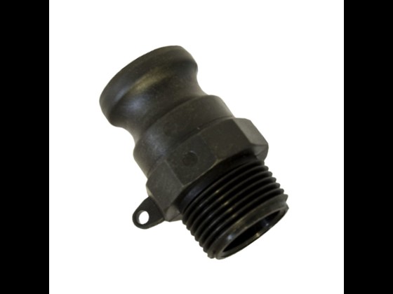 Camlock Type F coupling nipple in black polypropylene with BSPT thread. Withstands -20°C to +90°C and is resistant to chemicals. Order today!