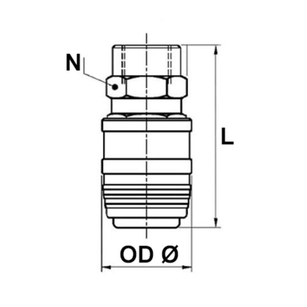 Compressed air coupling housing, female BSP thread