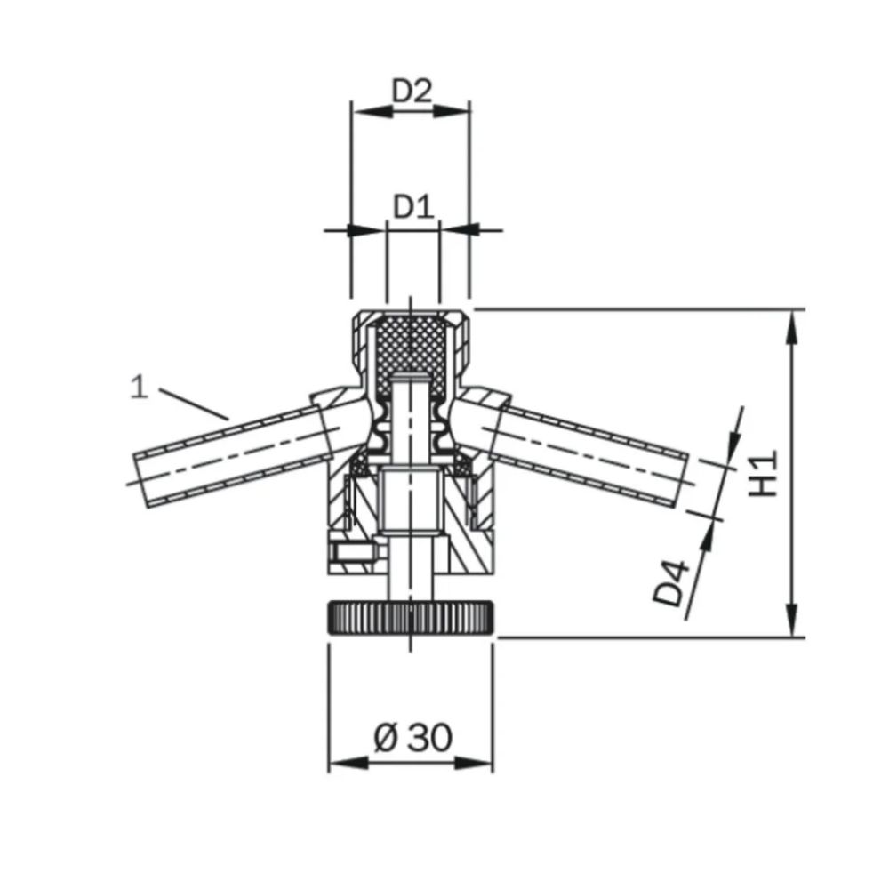 Sampling valve with rinsing connection, BSP nipple