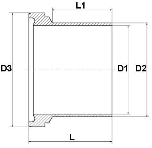 Liner, weld on, DIN, 11864-1, series B