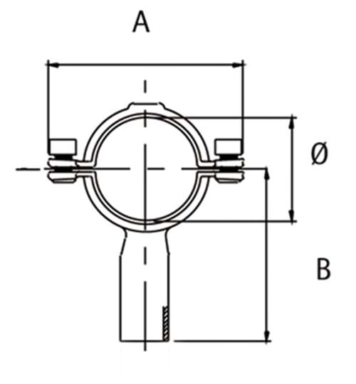 Pipeclip with shaft, Allen bolts