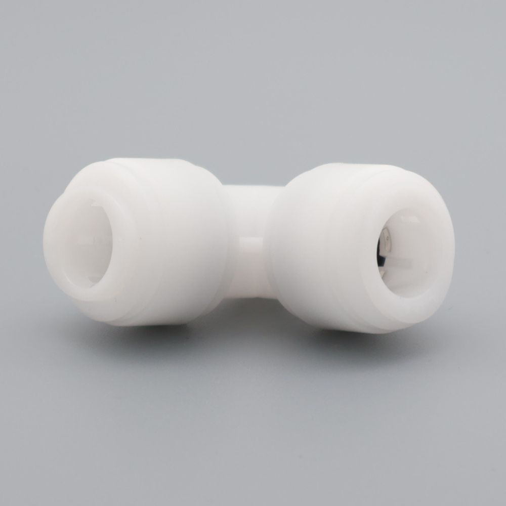Push-in union elbow made of polyoxymethylene (POM), incl. EPDM gasket. Complies with EC 1935/2004. Long service life and high sanitary level. Order here!