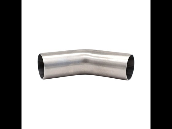High quality stainless steel DS/SMS 45° bend, AISI 316. Stained on the inside and ground on the outside. Comes with smooth ends. Order here!
